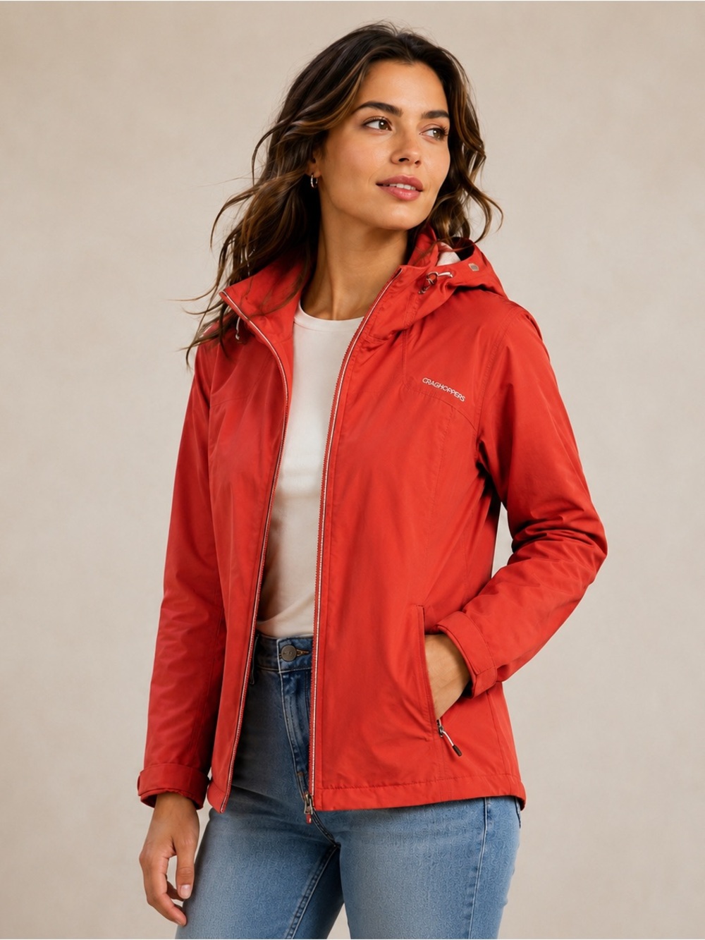 CRAGHOPPERS UK Jacket Women’s Sz XS Hi-Low | Mesh Lining | England | Orange